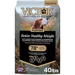 VICTOR Super Premium Dog Food Purpose Senior Healthy Weight Management Dry Dog Food for Adult Dogs Gluten Free with Glucosamine and Chondroitin, for Hip and Joint Health, 40lbs (40 Pound (Pack of 1), BB: 08/12/2026 VICTOR Super Premium Dog Food Purpose Senior Healthy Weight Management Dry Dog Food for Adult Dogs Gluten Free with Glucosamine and Chondroitin, for Hip and Joint Health, 40lbs (40 Pound (Pack of 1), BB: 08/12/2026