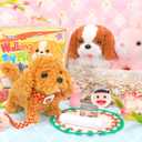Tagitary Plush Toys Puppy Electronic Toy Dogs That Walk and Bark,Tail Wagging Fake Dog Interactive Dog Toy for Kids with Leash,Easter Christmas Birthday Gift for Toddlers Kids