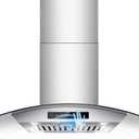 36 inch Island Range Hood 1200 CFM with 4-Speed Gesture Sensing & Touch Control, Ducted/Ductless Stainless Steel Ceiling Mount Kitchen Stove Vent Hoods with 4 LED Lights, Timer,Dishwasher-Safe Filters