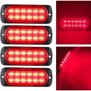 Sidaqi 4X LED Tail Lights 12-24V Red Super Bright Ultra Slim Hi/Lo Brightness Trailer Lights Surface Mount Tail Brake Lights for Trailer ATV Boat RV Truck Tractor (4PCS)