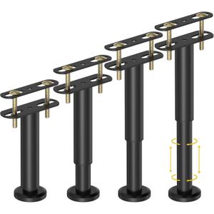 Wlrrcwdttc 4 Pcs Adjustable Height Bed Support Legs 7.08-12.6 inch, Bed Frame Center Support Legs for Bed Frame/ Bed Center Slat/ Furniture, Heavy Duty Metal Bed Replacement Legs Bed Slats Support Legs
