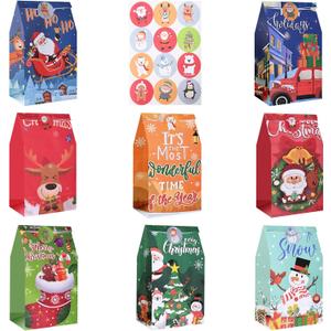 leconico Christmas Treat Bags - 24pcs Christmas Paper Treat Bags, Premium Xmas Candy Bags Treat Bags, Christmas Treat Bags for Kids, Christmas Goodies Bags for Party Favors, School Events, Xmas Party