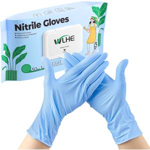 Disposable Gloves, 12 Cleaning Glove, Nitrile Glove Powder Free & Hypoallergenic for Cooking, Household, Pack of 50 (Small, Blue)