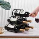 GeLive Small TabletopWine Rack 6 Bottles Triangle Freestanding Countertop WineBottle Holder Cabinet Pantry WineStorage Stand Bottle Organizer for Coffee Bar Kitchen, Frosted Iron, Black