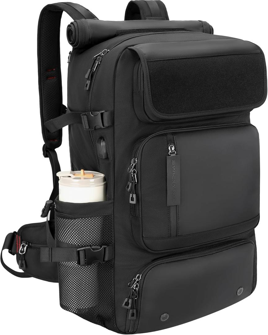 60L Convertible Carry On Backpack&Duffle Bag&Weekender Bag with 17" Padded Laptop Sleeve, USB Charging Port, Shoe Compartment for Men Women, Travel, Tactical, Gym, Hiking, Overnight Trips