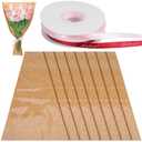 Operitacx Flower Bags for Bouquets with Ribbon Ties 17.32X11.02 Inch Floral Wrapping Paper Sleeves for Wedding Birthday Gift Packaging Flower Bar and Arrangement Supplies (40 Pack 2rolls)