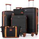 Cobens Luggage Sets 5 Piece with Spinner Wheels, 20/24/28inch | Lightweight ABS Hardshell Suitcases, Waterproof, Combination Lock, 3-Stage Telescopic Handle, Suitcase for Traveling