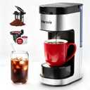 Horavie Single Serve Coffee Maker, Hot and Iced Coffee Maker for K Cup and Ground, 6 to 14 Oz Brew Sizes Single Cup Coffee Maker with Descaling Alert, Ideal for Home, Travel, RV and Dorm,Black