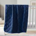 FLXXIE Down Alternative Toddler Comforter, Lightweight, Machine Washable and Warm Baby Crib Quilted Blanket for Stroller, Travel, 39x47 Inches, Navy Blue