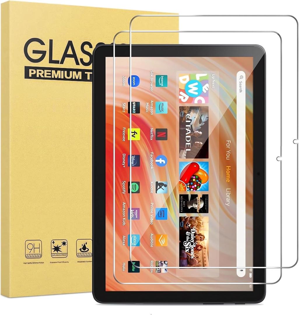 [2 Pack] Tempered Glass Screen Protector for Kindle Fire Max 11 Tablet 2023 release 13th Generation, 9H hardness Shockproof High Definition Clear Protector (Clear, 11 Inch Fire Max 11 2023)