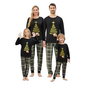 VENTELAN Family Matching Christmas Pajamas Set Holiday Santa Claus Sleepwear Xmas PJS Set for Couples and Kids,Men, 3XL Black/Plaid, 1 pcs