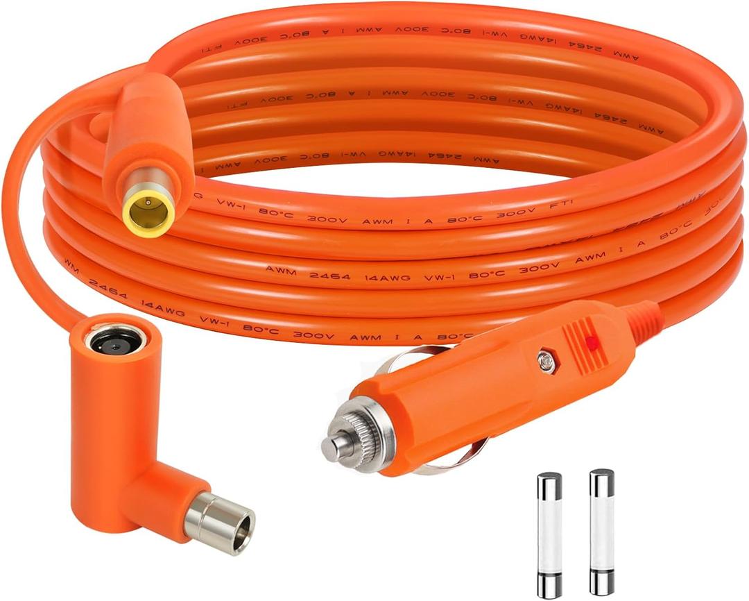 12V/24V DC Power Extension Cable, Heavy Duty 14AWG Cigarette Lighter Plug to DC7909 Male with DC7909 to DC8020 Adapter for Inverter, Car Fridge, Air Pump, Dash Cam 8.2 FT/2.5M