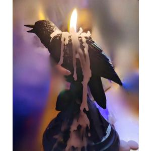 Gothic Raven Skull Candle Holder Statue  Witchy Occult Home Dcor, Christmas & YearRound Spooky Tabletop Statue (Raven)