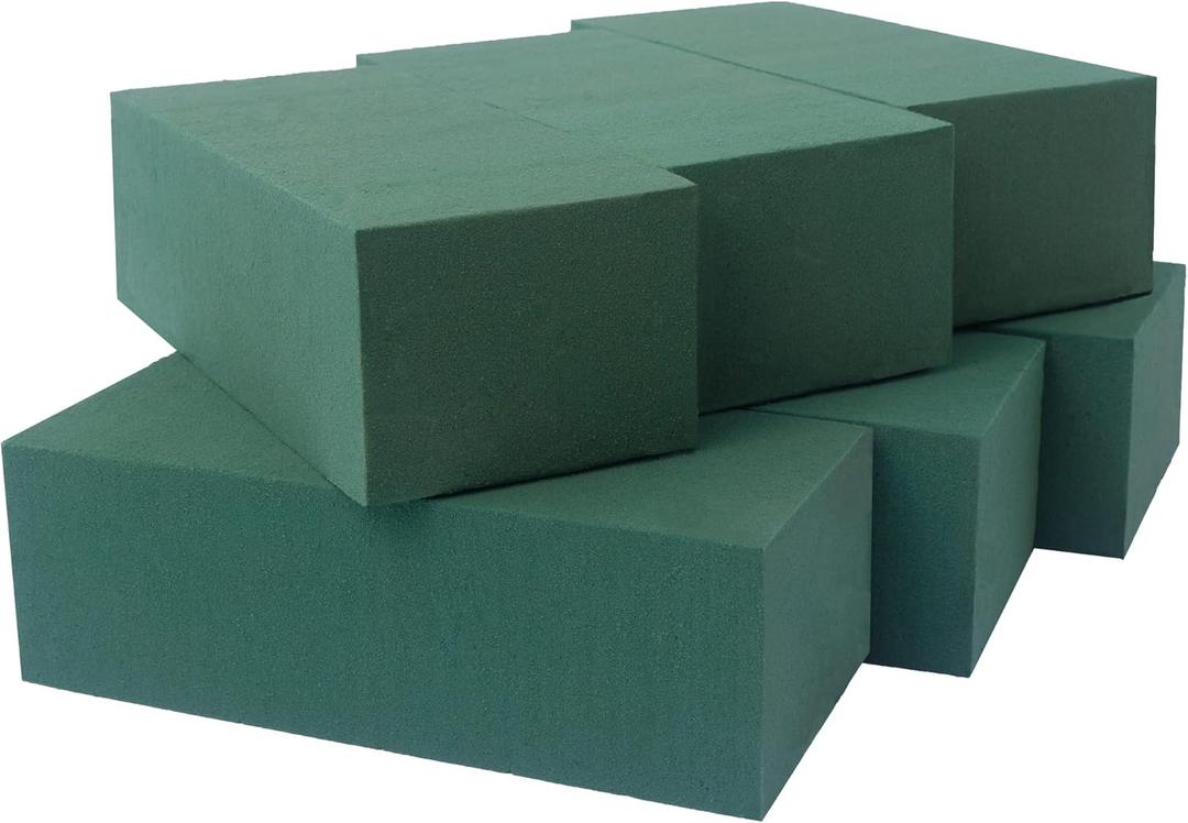 FLOFARE Pack of 6, Dry and Wet Floral Foam Blocks for Fresh and Artificial Flowers, Each (7.8 L x 3.5 W x 2.4 H), for Wedding, Birthdays, Home, Office, and Garden Decorations
