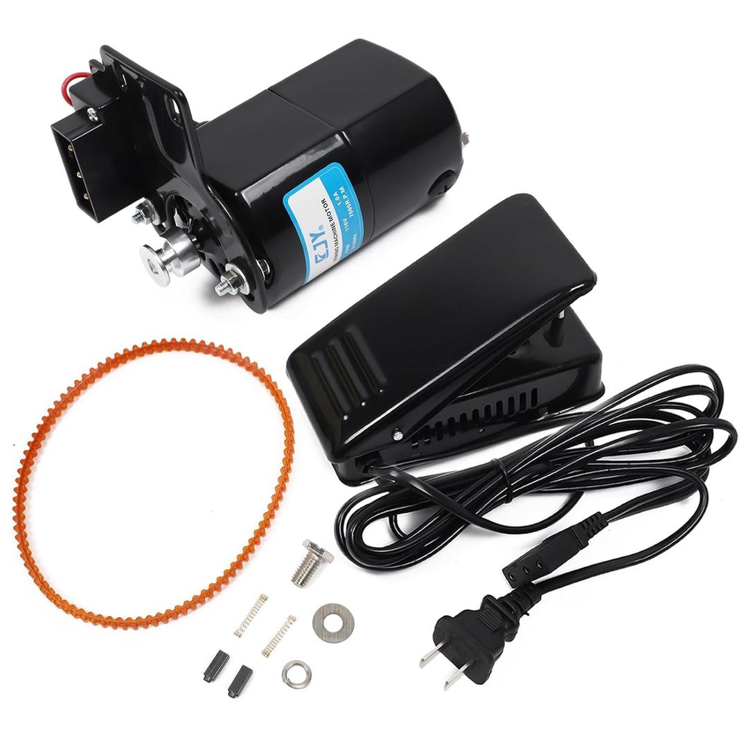Sewing Machine Motor Kit 110VAC 100W Power with Foot Pedal, Motor Belt, Bracket, Bolts, and Carbon Brush for Domestic Home Sewing Machines