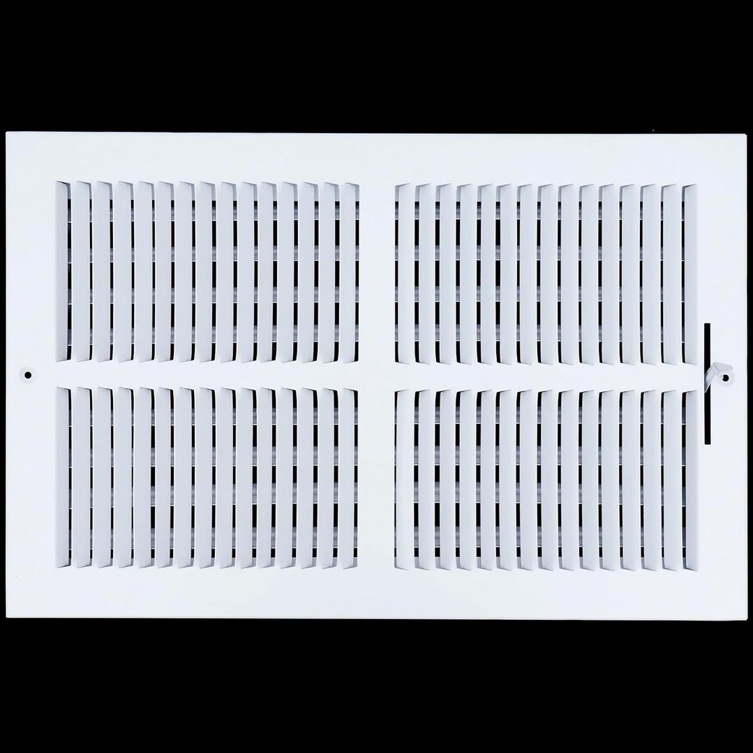 12x10 Supply Air Vent Cover 2-Way Grille for Wall or Ceiling Duct Opening - Flat Stamped Face Air Diffuser by HVAC Premium - White - Overall Size: 13.75" x 11.75"