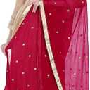 themilestocks Woman's Embroidered Chiffon Dupatta Scarf Shawl Wrap Soft Indian Bridal Wedding - Off White (90 Inches X 32 Inches || 228 cm X 81cm, Dark Pink)
