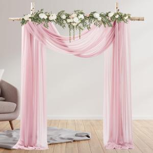Wedding Arch Draping Fabric, 2 Panels 30" x 20Ft Dusty Rose Sheer Curtain Drapes Extra Wide & Long Backdrop Curtains for Bridal Shower Backdrop Outdoor Party Arches Church Ceremony Decoration