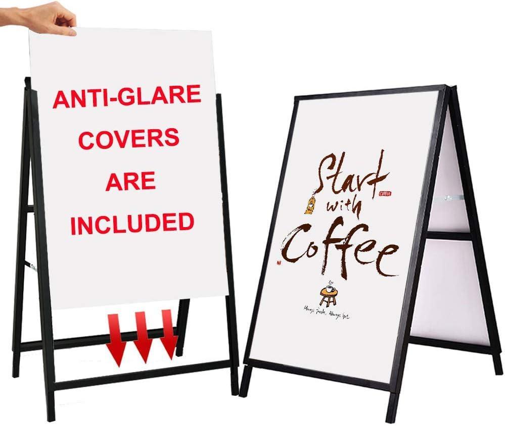 YDisplay A Frame Sidewalk Sign 24x36 inches Sandwich Board Signs Outdoor Heavy Duty Double-Sided,including 2 Anti-Glare Covers & Corrugated Boards for Business Indoor Outdoor,Black