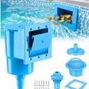 BluSwim Standard Pool Wall Skimmer for Above Ground Pools, Heavy Duty ABS Through Wall Pool Skimmers with Return Jet & Vacuum Plate, Thru-wall Skimmer Kit Compatible with All Width 6 '' Openings