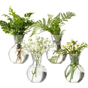Plastic Propagation Vases (4 Bulbs),Desktop Plant Terrarium for Indoor Plants - Hydroponics Containers for Home Office Desk Decor, mini Gardening Gifts for Women Who Love Plants (4PCS)