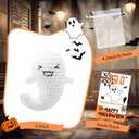 HyDren 12 Sets Halloween Boo Basket Stuffers Bulk Handmade Positive Crochet Ghost Gifts with Positive Cards Office Cute Boo Ghost Decor for Women Men Family Home Birthday Halloween Party Favors