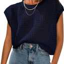 PRETTYGARDEN Womens Spring Tops 2025 Summer Shirts Crochet Cap Sleeve Sweater Pullover Cute Beach Vacation Clothes, Large
