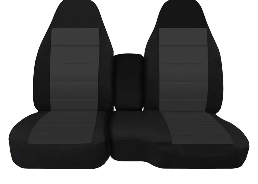 Front 60/40 Split Bench Seat Covers with Console Armrest Truck Seat Cover, Compatible with Chevy Colorado GMC Canyon 2004 2005 2006 2007 2008 2009 2010 2011 2012-Black