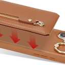 for iPhone 16 Phone case with Card Holder with Compatible magsafe Magnetic, Key Chain PU Leather Flip Kickstand Detachable 2-in-1 Wallet case for Apple16 Women Men-Brown