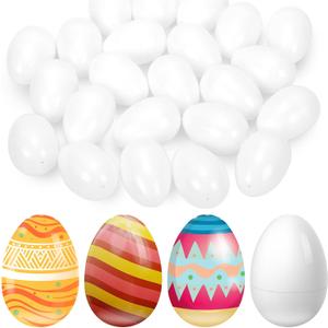 Jenaai 200 Pcs White Plastic Easter Egg Easter Party Favor DIY Heat Transfer Empty Paintable Fillable Removable Blank Eggs Bulk for Hunt Basket Stuffers, 1.57 x 2.36 Inch