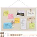 Thboxes Cork Board with Linen, 24" x 18" Double-Sided Bulletin Board Corkboard for Wall Picture Display Framed Vision Boards for Home Office School Pin Boards with 20 Pushpins &10 Clips