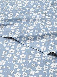 Blue Floral Sheets 5 Piece Split King Set - 1 Flat, 2 Fitted Sheets & 2 Pillowcases w/ Deep Pockets - Wrinkle & Fade Free Boho Botanical Flower Bed Set - Comfy, Soft Breathable & Cooling - Blue Meadow