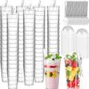 200 Pcs 3oz Mini Dessert Cups with Lids and Spoons - Jello, Clear Plastic Parfait & Pudding Shooter Cups for Tasting Party, Catering, Wedding, Birthday Appetizer, Yogurt, Fruit, Cheesecake