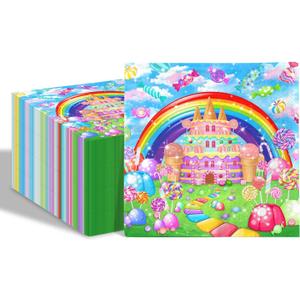 80 Pcs Candyland Birthday Paper Napkins Sweet Candy Lollipop Castle Disposable Napkins Sweetest Candy Theme Napkins for Kids Birthday Party Supplies Table Decor