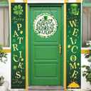 St. Patrick's Day Wreath 12 Inch Clover Porch Wreaths Happy Saint Patrick Wreaths Decor Hanging Sign Reversible Wooden Front Door Wreath for Holiday Home Door Wall Decorations Indoors Outdoors 1 Pcs