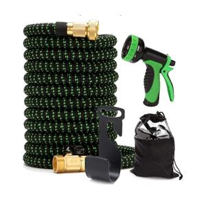 Expandable Garden Hose - Kink Free Flexible Water Hose 75ft with Spray Nozzle, 3/4 Solid Brass Connectors, Retractable Latex Core - Lightweight Expanding Hose