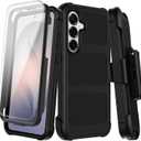 for Samsung Galaxy S26 Case with Belt Clip Holster,Heavy Duty Shockproof Drop Protection Bumper Case w/Screen Protector,Military Grade Rugged Durable Phone Cover (Black, Galaxy S26)