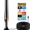 Digital TV Antenna for Smart Tv Indoor, 360 Reception Digital HDTV Antenna for Local Channels, Supports 1080P and 4K, Strong Magnetic BaseBlack-Magnetic Base