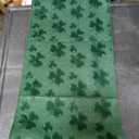 Macarrie St. Patrick's Day Table Runner Green Soft Plush Faux Fur Jacquard Shamrock Tabletop Runner 13 x 71 Inch Clover Seasonal Holiday Kitchen Dining for Home Indoor Mantel Party Decoration