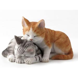 5.13 Inch Sleeping Tabby Kittens Decorative Figurine, Orange and Gray