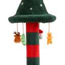 LUCKITTY Cat Scratching Post with 4 Hanging Plush Toy - Christmas Tree Alternative Give Your Cat a Toy and Scratching Post in One with This Ultimate Tree 30 * 15 Inch Red Green