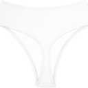 Kepblom Women's Thong Rave Bottoms High Waisted Bikini Bottom High Cut Panties for Dance Festival (White, L)