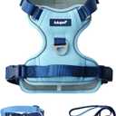 Blue Dog Harness Leash Collar Set, No Pull Reflective Dog Vest Harness with Control Handle, Adjustable Breathable Pet Harness for  Dogs Walking Training, S