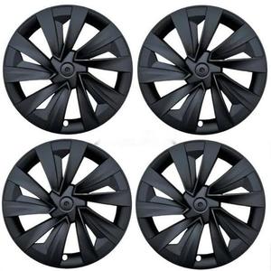 （4PCS） Wheel Cover for Tesla Model Y Juniper 19 Inch 2025 Car Replacement Wheel Cover Automobile Hub Cap Full Rim Car Accessories (4PCS Matte Black)
