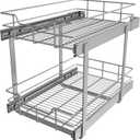 2 Tier Pull Out Cabinet Organizer 14" W X 22" D, Slide Out Drawers For Kitchen Cabinets, Pull Out Drawers For Cabinets Capacity Heavy Duty Caddy, Cabinet Pullout Shelves Chrome-Plated,Bathroom Pantry