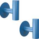 Snailhouse Adhesive Towel Hooks for Hanging, 2 Pack Decorative Sticky Heavy Duty Stainless Steel Bath Robe Wall Hook Hanger for Bathrooms, Kitchen, Blue