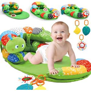 Tummy Time Pillow Mat for Baby, Detachable Caterpillar Play Mat for Newborns,Play Mat with Soft Baby Toys, Christmas Gifts for Babies Boy Girl