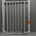 BABELIO 26-28.5 Inch Narrow Easy Install Baby Gate, 30 Inch Tall Auto-Close Metal Pet Gate for Small Stairs and Doorways, NO Drilling Pressure Mounted, NO Extensions, White