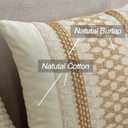 Throw Pillow Covers 20 x 20 Inch 1PC for Farmhouse Living Room, Cotton & Burlap Textured Striped Woven Boho Pillow Covers (Beige & Brown, Khaki Grid)