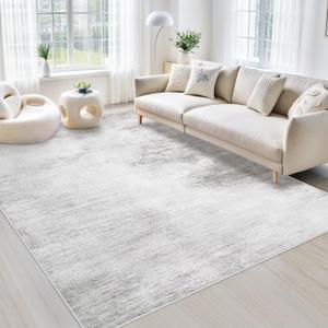 Area Rugs 6x9 Living Room: Washable Rug Modern Abstract Large Rugs Soft Non Slip Neutral Rug Stain Resistant Indoor Carpet for Bedroom Kitchen Dining Room Nursery Home Rugs(Grey,6'x9')